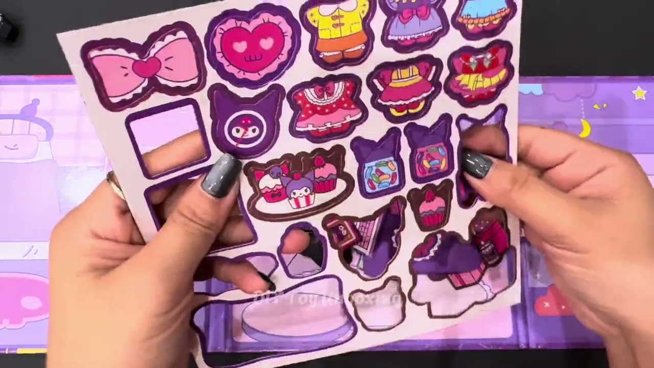 🎧💜ASMR Unboxing Magnetic Sticker Kuromi | Cute Sanrio Collectibles