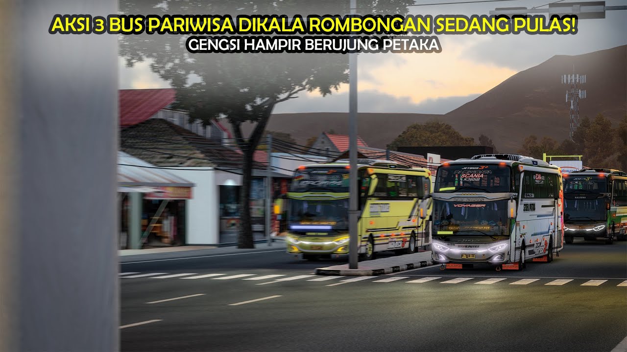 GILA BANGET❗GENGSI 3 BUS PARIWISATA HAMPIR BERUJUNG PETAKA‼ ️SCANIA 360IB VS  HINO RK260 | ETS2