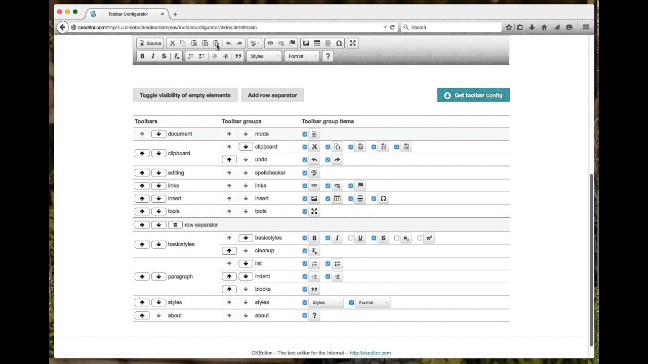 CKEditor 4.5 Beta - Basic configurator