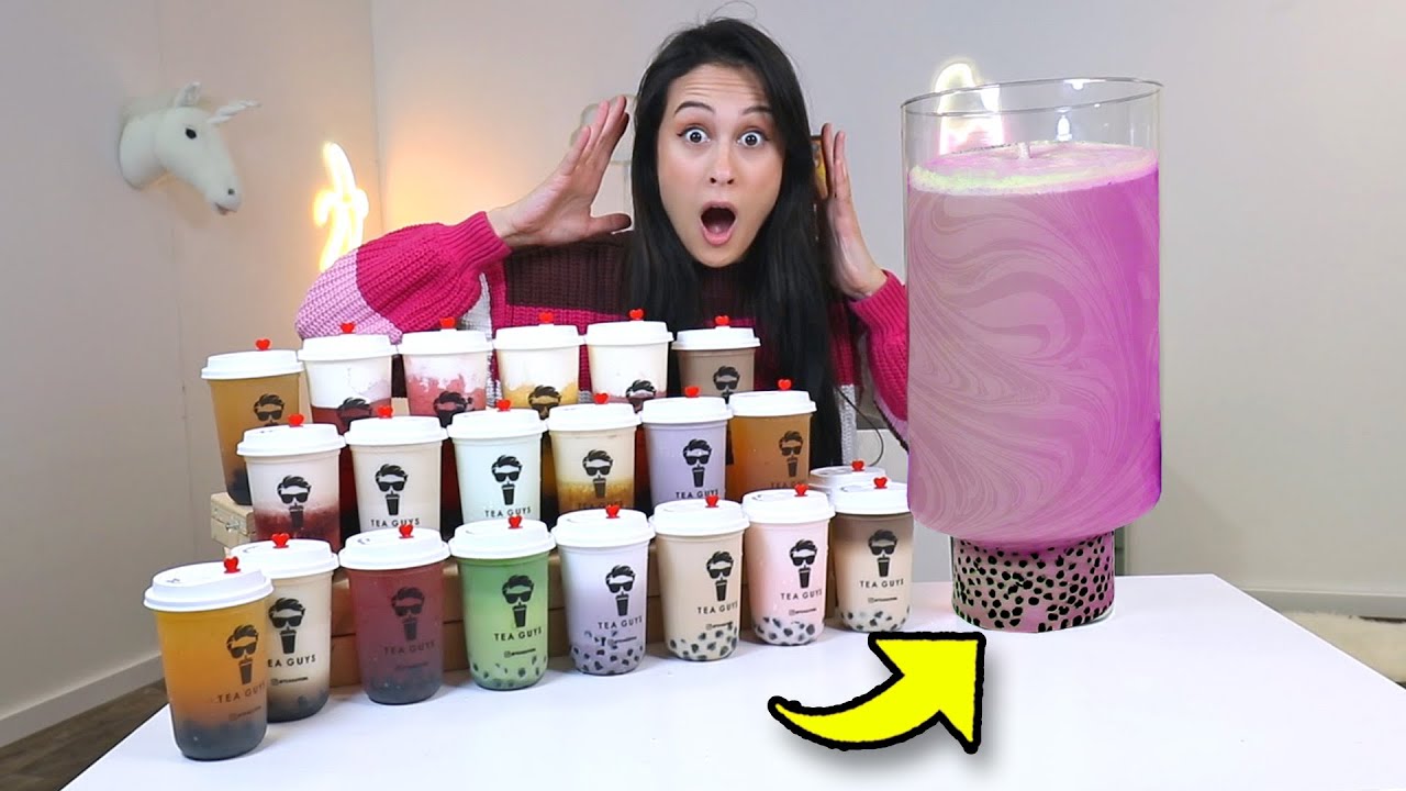 21 BOBA TEA SMAKEN BIJ ELKAAR MENGEN TOT ÉÉN GIGANTISCH DRANKJE! || Fan Friday