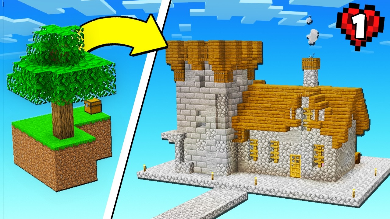 Début d'une SURVIE INCROYABLE sur Skyblock en Hardcore - #1