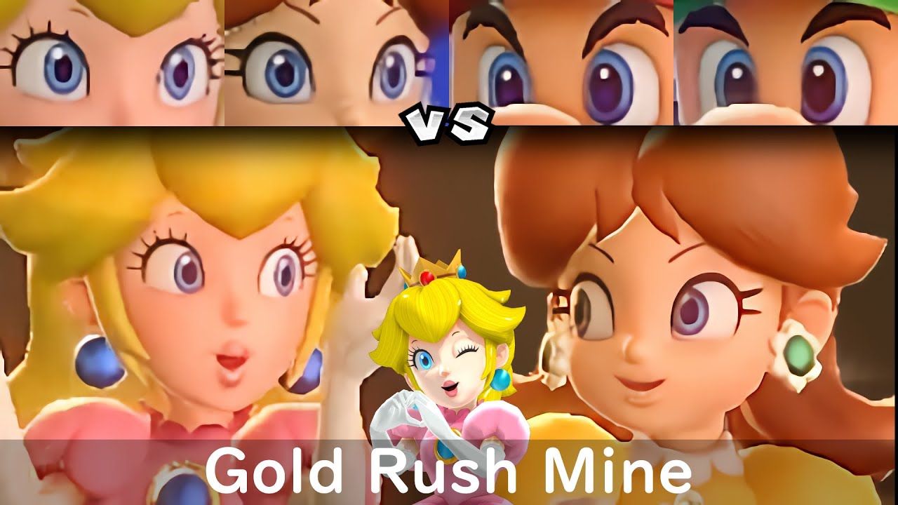 Super Mario Party Peach and Daisy vs Mario and Luigi #159 Gold Rush Mine