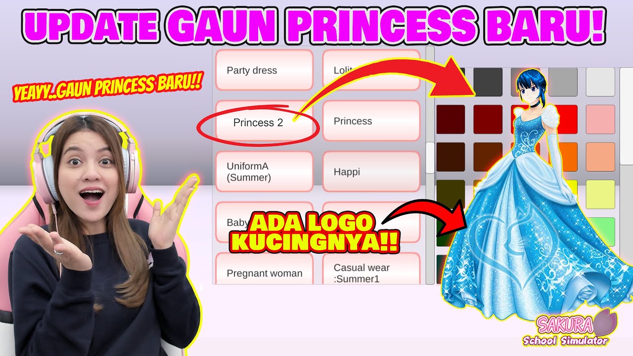YEAYY..UPDATE SAKURA ADA DRESS GAUN PRINCESS BARU!! SENENG BANGET!! SAKURA SCHOOL SIMULATOR-PART 729