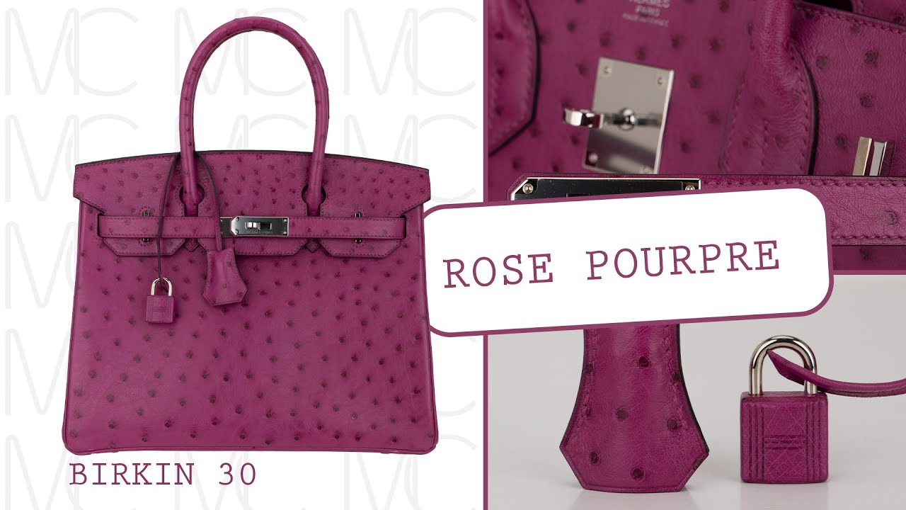 Hermès Birkin 30 Bag: A Closer Look at Rose Pourpre in Ostrich • MIGHTYCHIC •