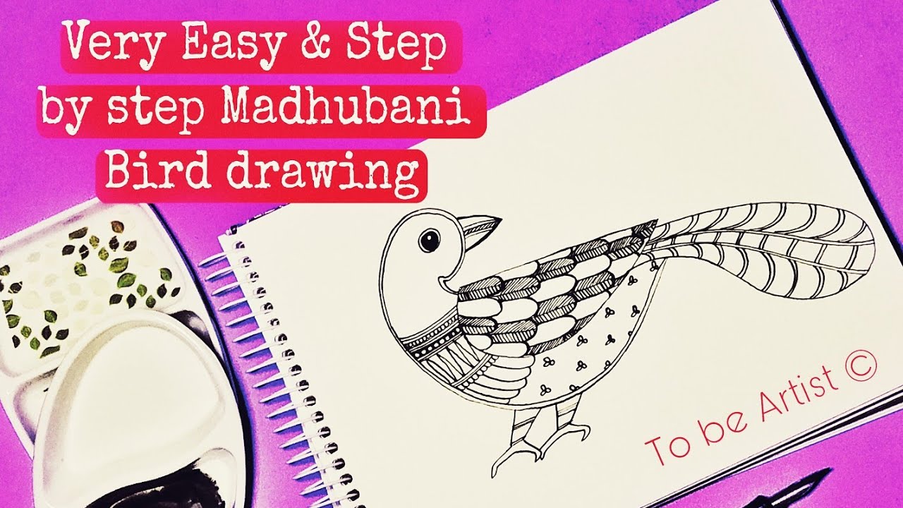 Madhubani Painting Bird 🐦// MADHUBANI PAINTING for beginners //Quick & Easy // To be Artist 🏵️🌿