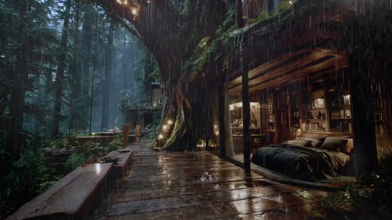 Night Forest Rain Ambience 🌲 | Deep Sleep, Calm Mind
