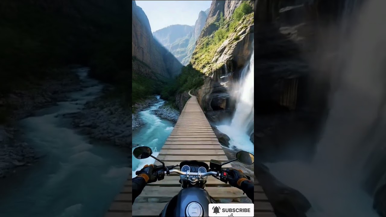 Heart-Stopping Ride Over Bridge!🌊🏍️#automobile #motorbike #nature #travel #adventure #bikelifestyle