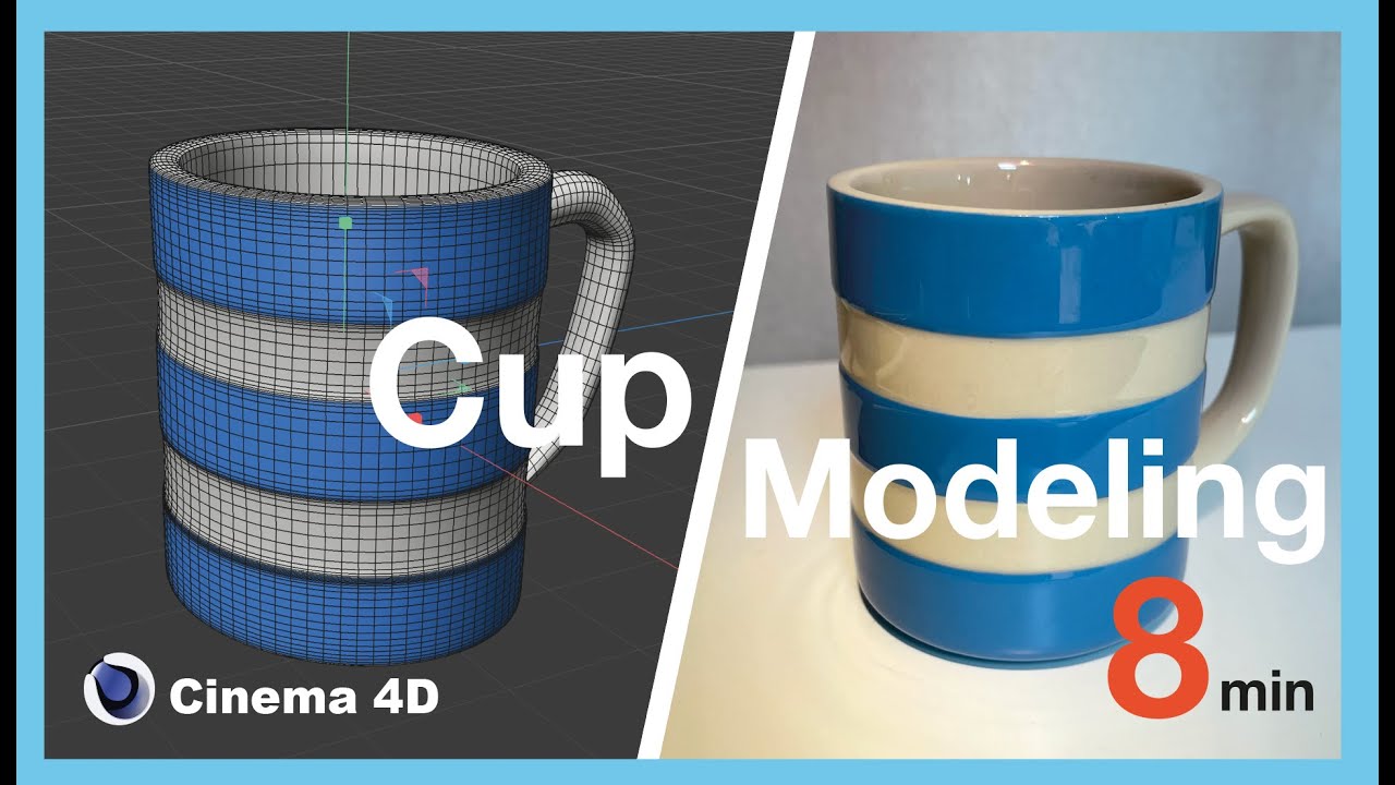 Cinema 4D Book Mug Cup  Modeling.(Eng Sub) Tutorial for super beginners  / 시네마4D 기초 / 컵 모델링 / 머그컵