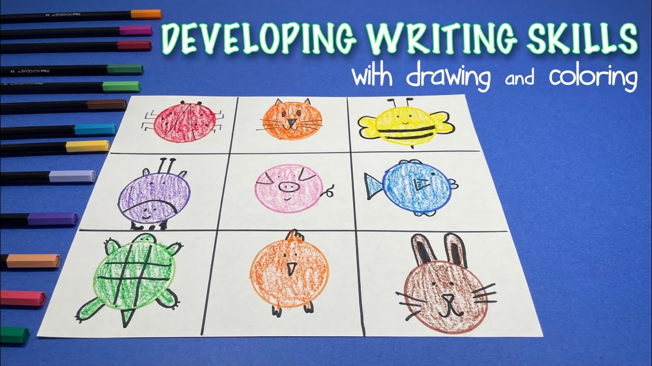 DEVELOPING WRITING SKILLS with Drawing & Coloring l Step by Step Tutorial l How to Draw Animals