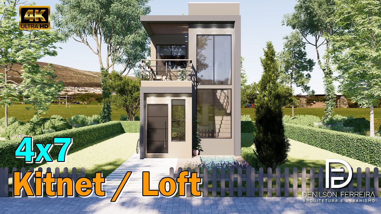 116 - Kitnet 4x7 | 28m² | Mezanino e Piscina | Tiny House | Loft | Small House | MODERNO E BARATO