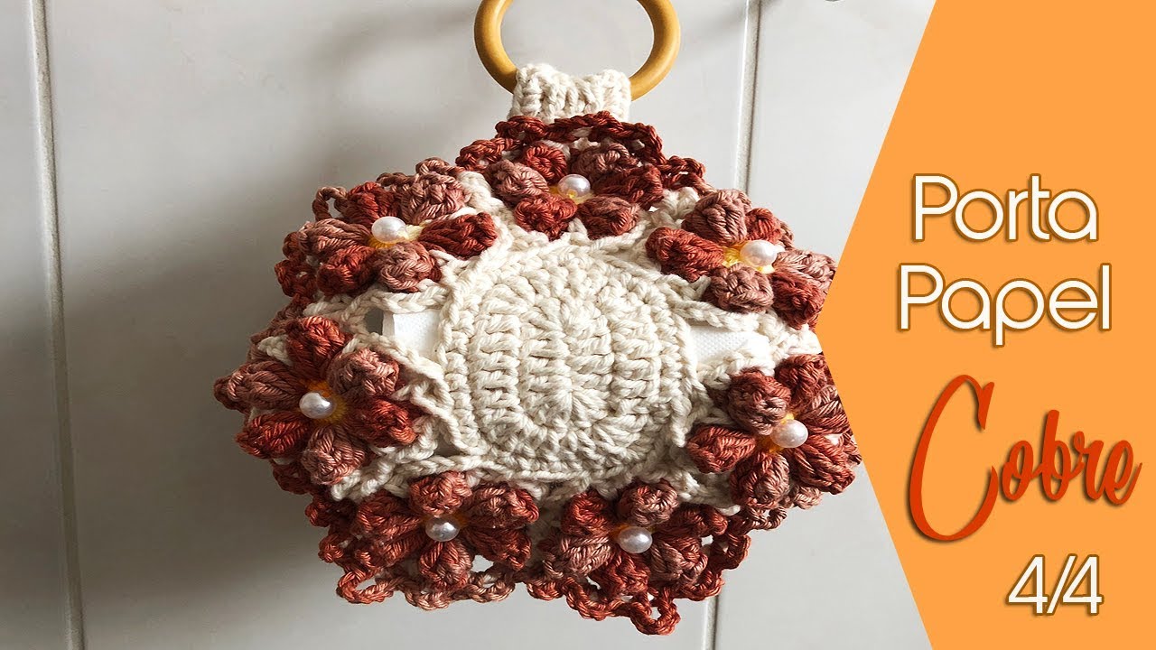 JOGO BANHEIRO COBRE em Crochê - PORTA PAPEL  4/4  por Neila Dalla Costa
