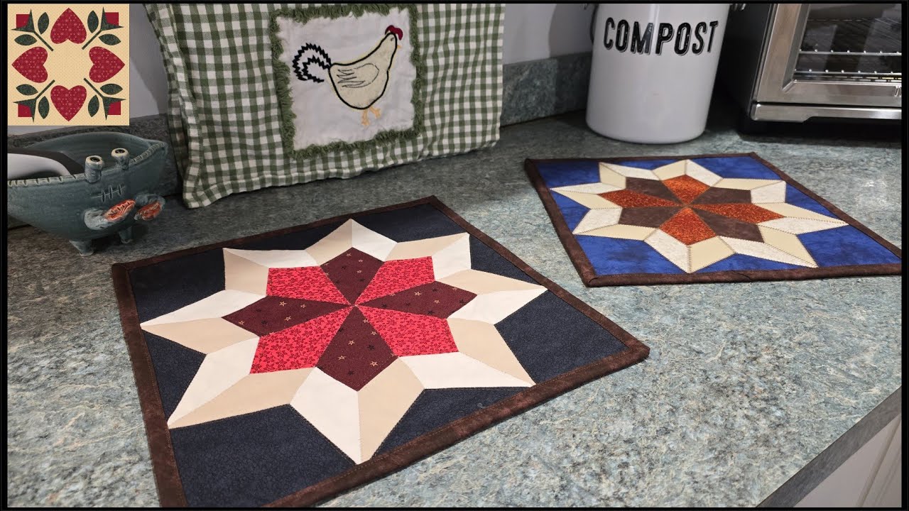 Double Star Quilt Block with no tricky Y seams - 2 Different ways -  Raw Edge Applique and EPP