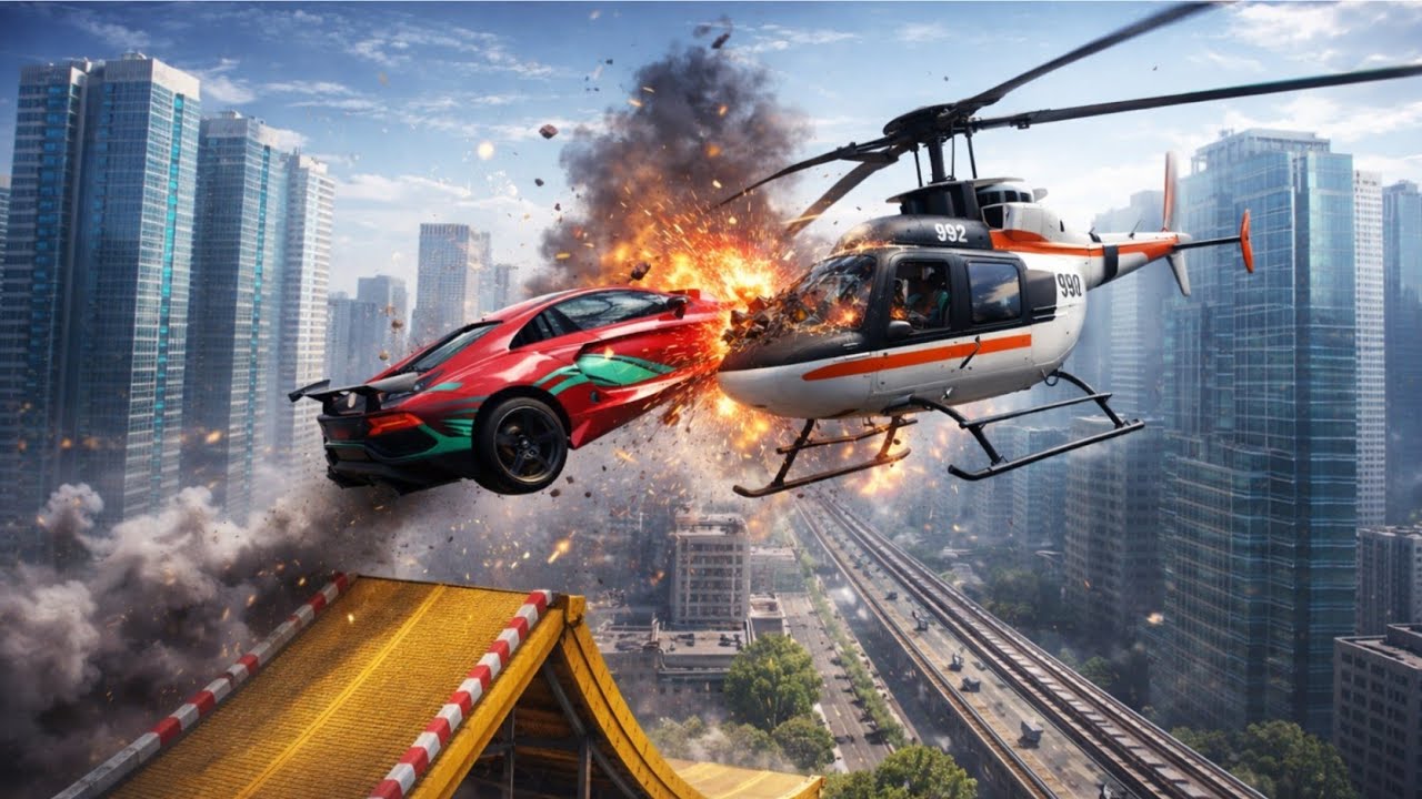 Ramp Car Racing 3D Game 🎯 Car Vs Helicopter 🚁  Stunt Game - Android Gameplay 