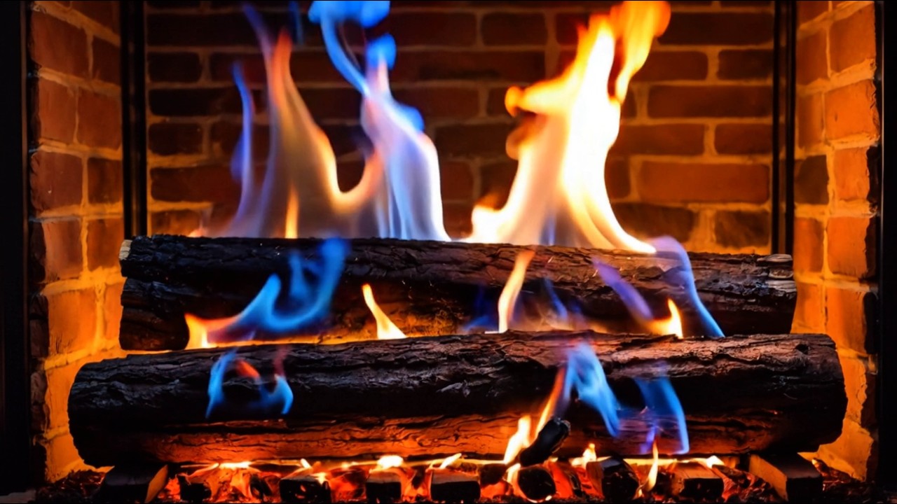 ❄️ Relax by a Cozy Fireplace With Vivid Blue Flames Warm Orange Fire and Soothing Sounds