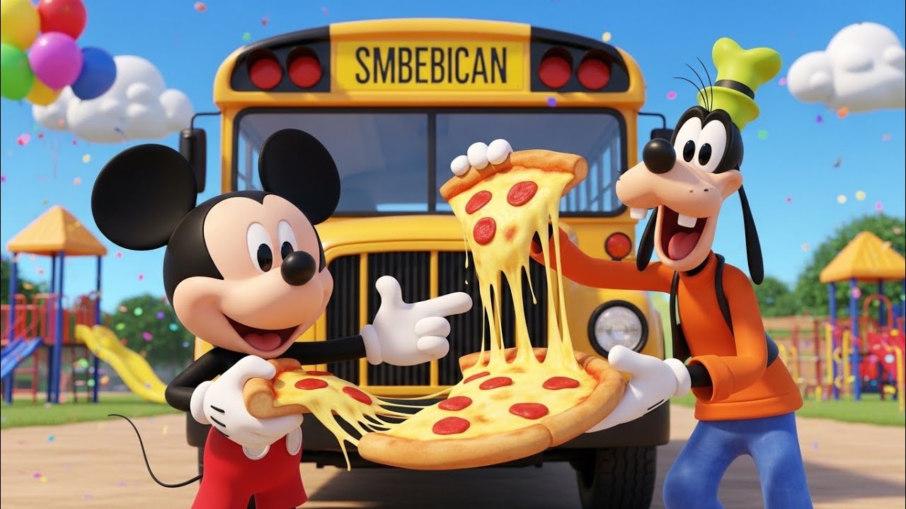 Mickey & Goofy Pizza Party on the School Bus 🚌🍕 | Fun Kids Cartoon