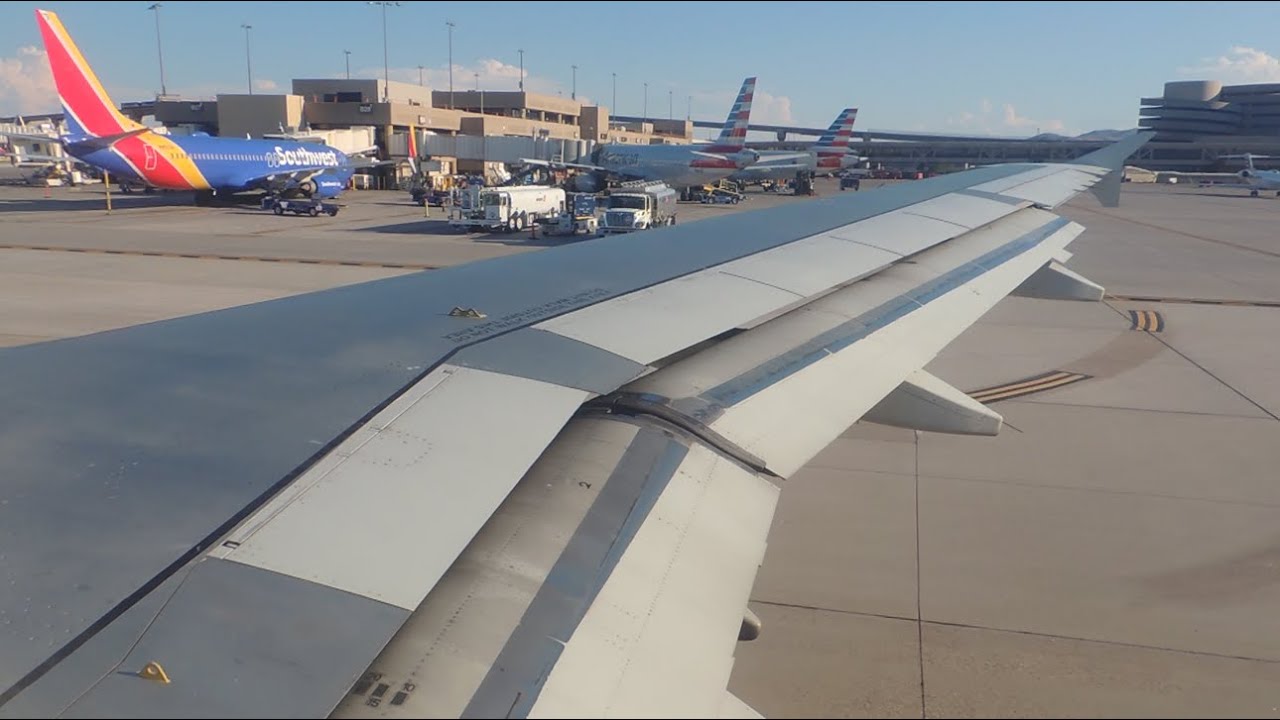 American Airlines Airbus A320-214 [N107US] pushback, start up, and takeoff from PHX