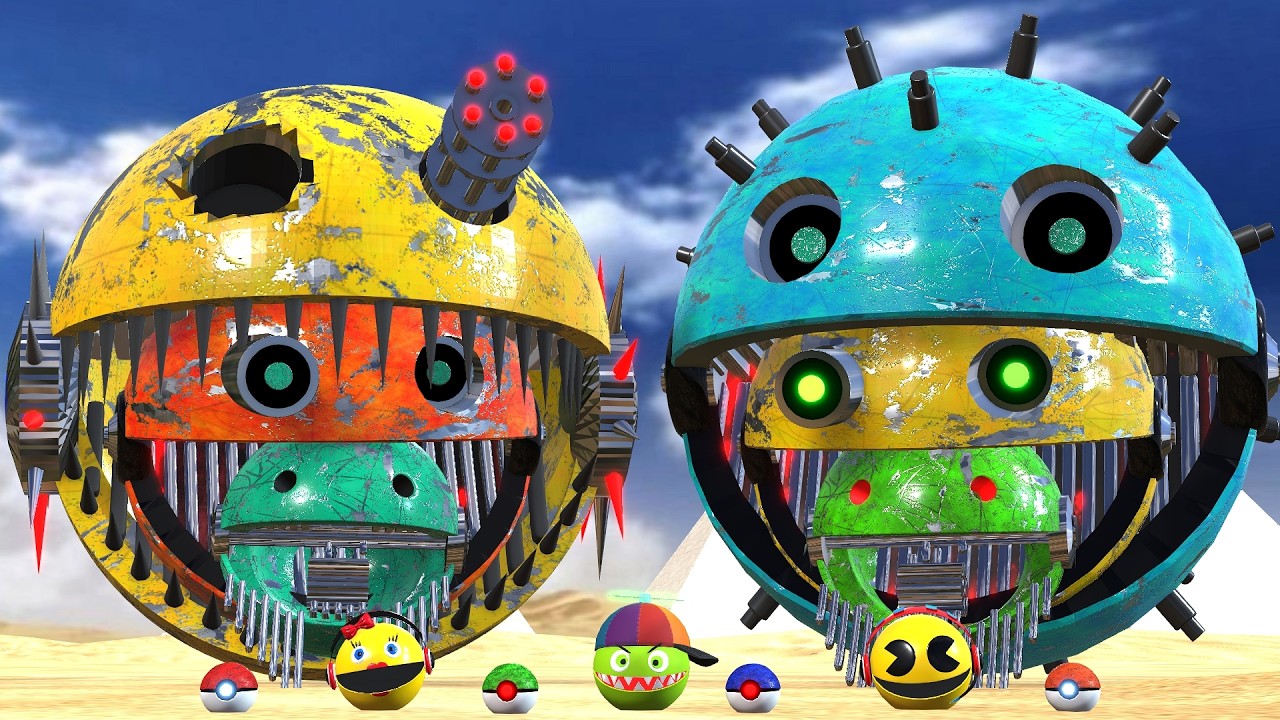 ROBOT PACMAN VS MONSTER PACMAN & THEY USE & POKEMON COMBAT ACHARNE ENTRE ROBOTS.99