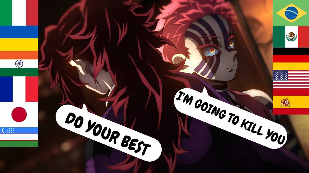 Akaza threatens  Kokushibo in different languages | Demon Slayer: Kimetsu no Yaiba