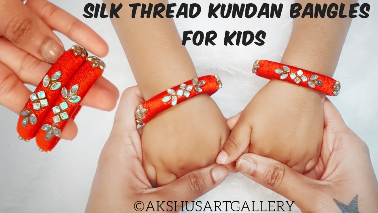 Handmade silk thread kundan bangles for kids | silk thread bangles making | DIY @AKSHUSARTGALLERY