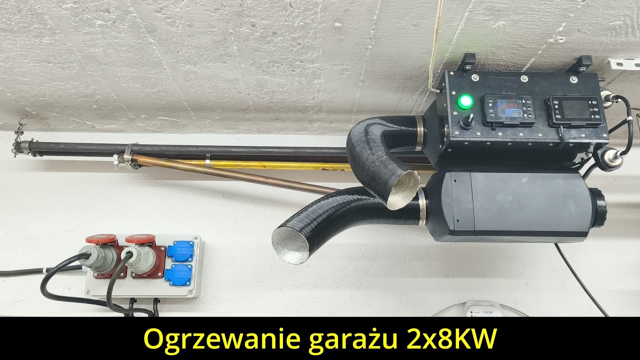 Ogrzewanie garażu na zimę 2x8KW - dwa chińskie piecyki na diesel w stylu webasto.