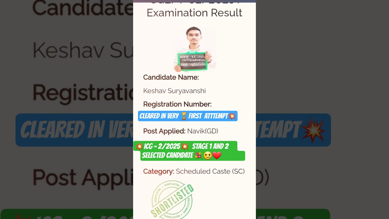 ICG 2/2025 STAGE 1 and 2 SELECTED CANDIDATE | ICG MOTIVATION | CHANDU CHAMPION SHORTS |
