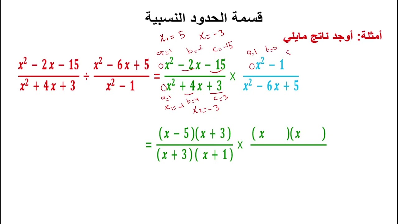 الفصل الثاني الدرس الرابع الجزء 4  قسمة الحدود النسبية 2