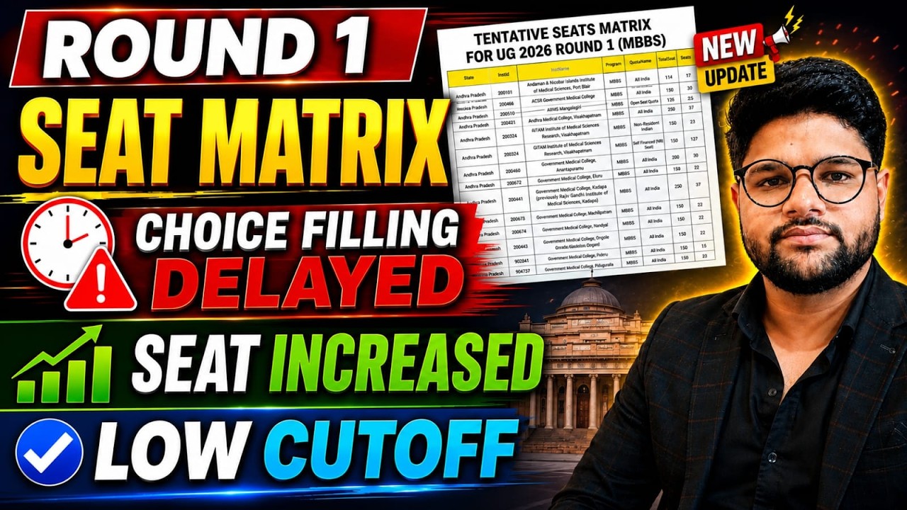 NEET 2026 Round 1 Seat Matrix OUT & Choice Filling | Seats Increased | Very Low Cutoff All States...