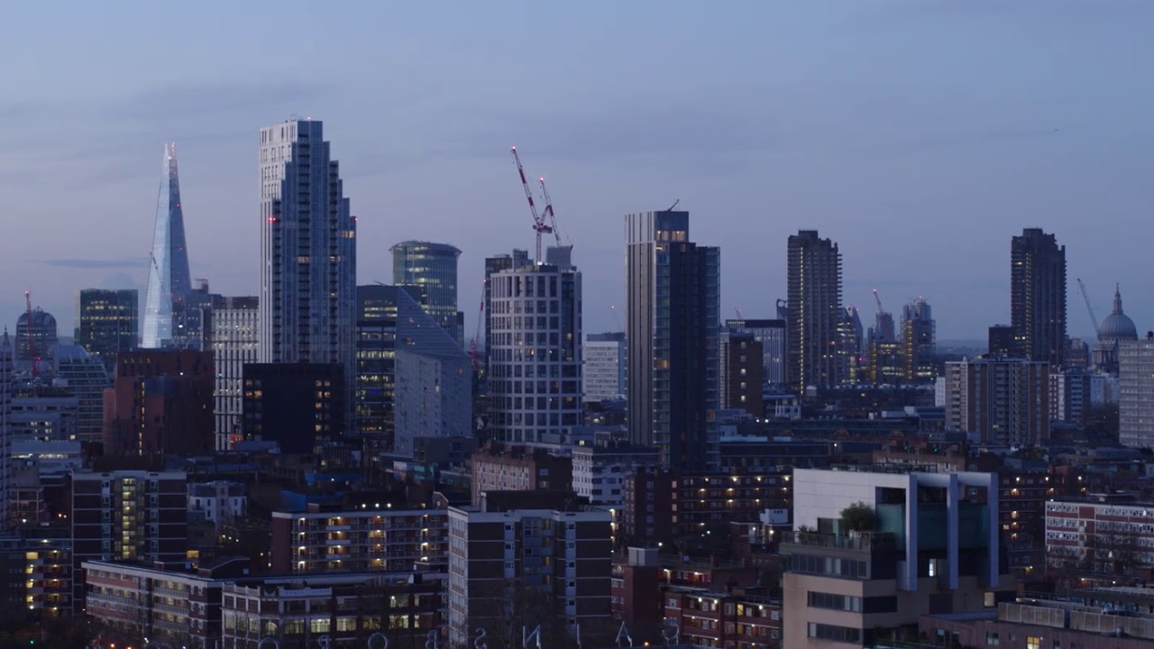 London City Aerial Views at Sunrise, 2020  13mins of relaxing music, ambient drone clips of London