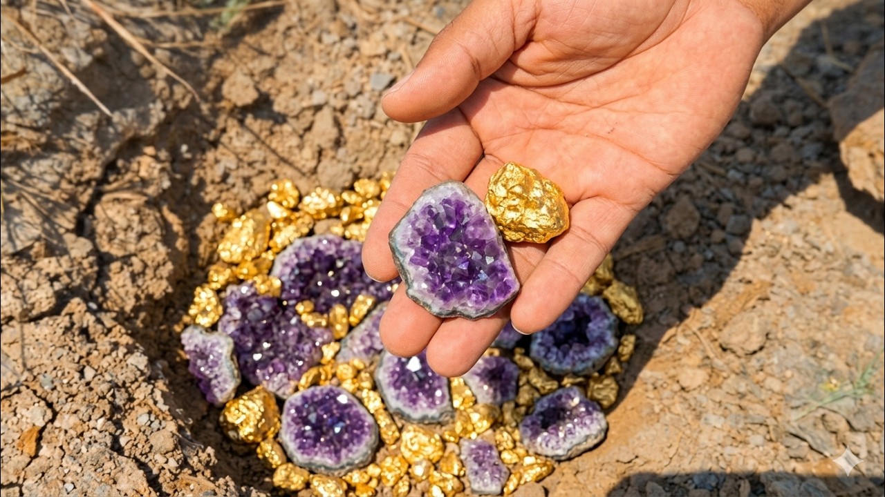 OMG 😱 Diamond Hunter Found Amethyst Quartz Crystal & Agate Gold Nuggets Inside Volcanic Rock 💎