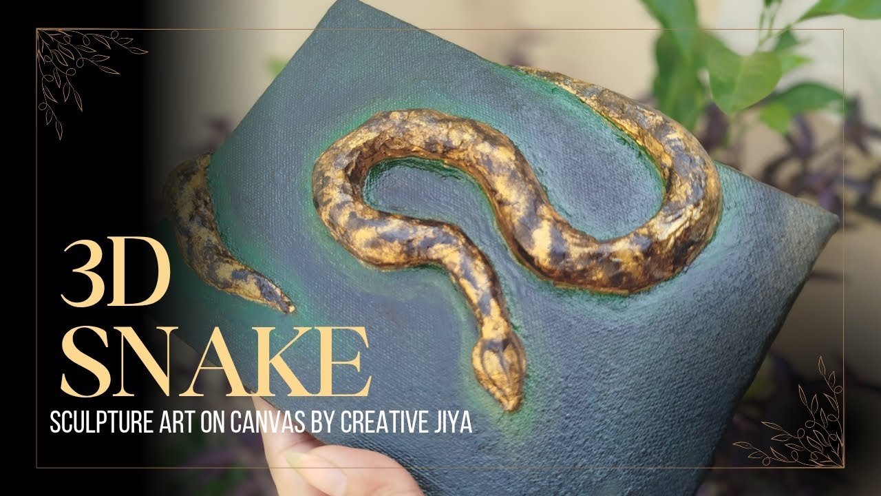 3D Snake Sculpture Art on Canvas 🐍🪄| DIY Sculpture Painting Tutorial | Creative Jiya