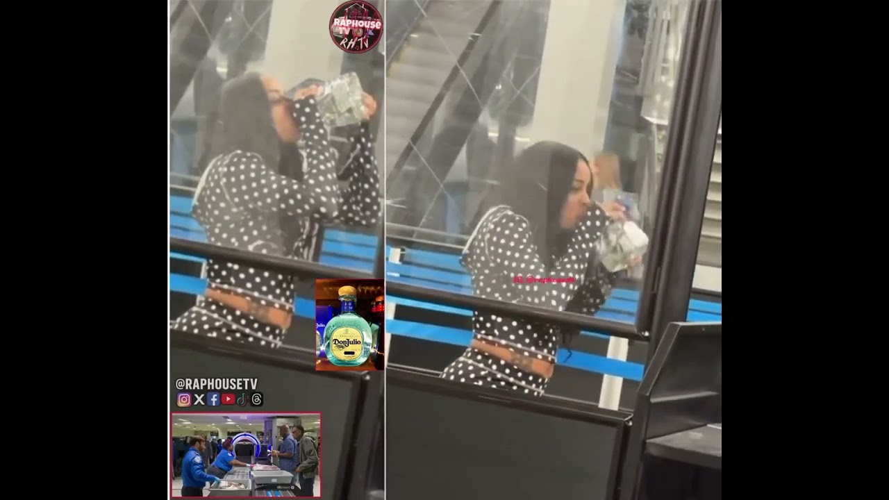 A woman was caught on camera downing half a bottle of Don Julio Tequila at an airport checkpoint 