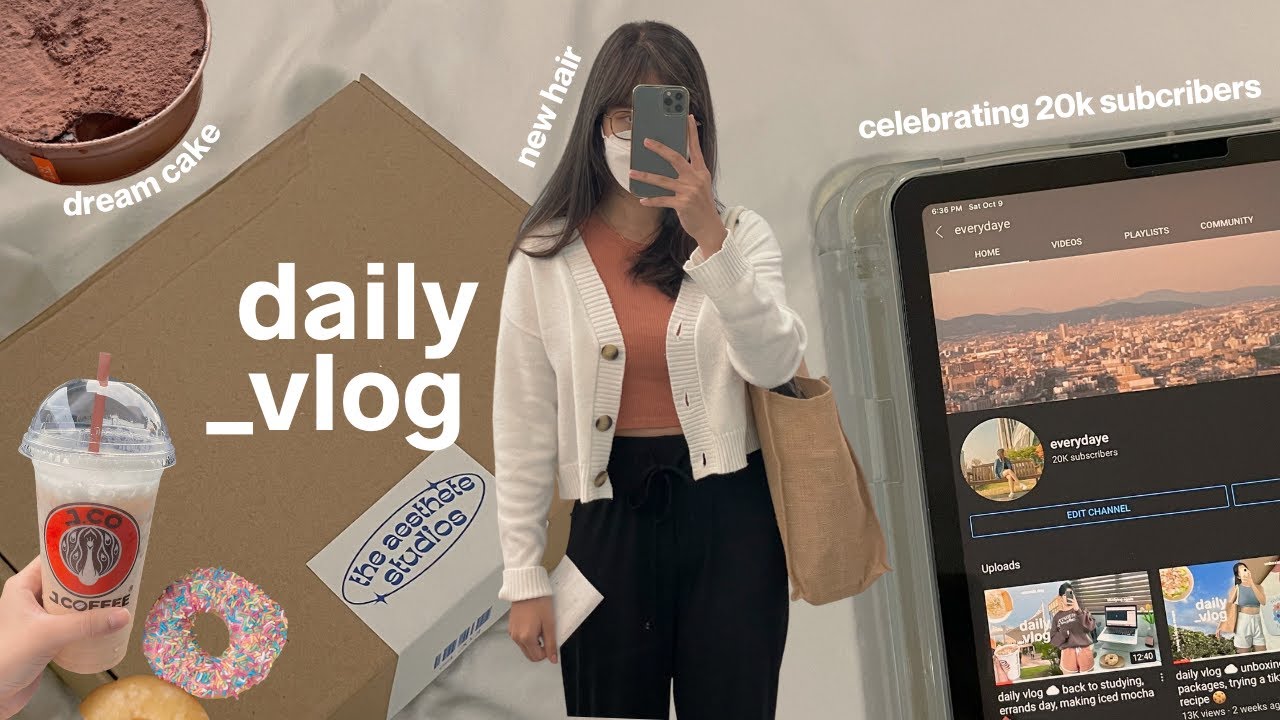 daily vlog ☁️ celebrating 20k subscribers, unboxing new packages, salon day 💇🏻‍♀️