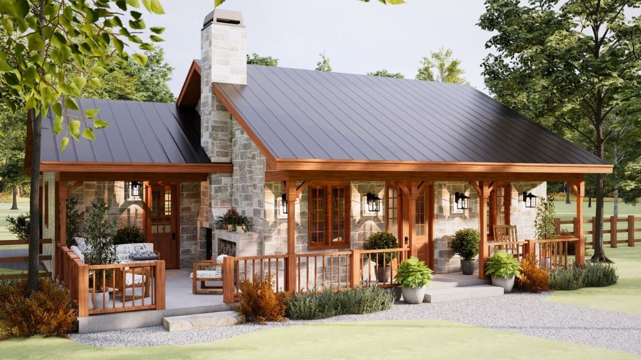 800 SQ FT (70m2)  Step Inside: A Charming Farmhouse Style 2-Bedroom Plan You'll Love!