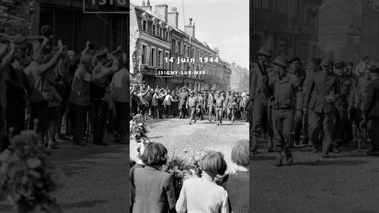 Isigny-sur-Mer, 14 juin 1944. #ww2 #secondeguerremondiale #degaulle #1944 #thenandnow #normandie