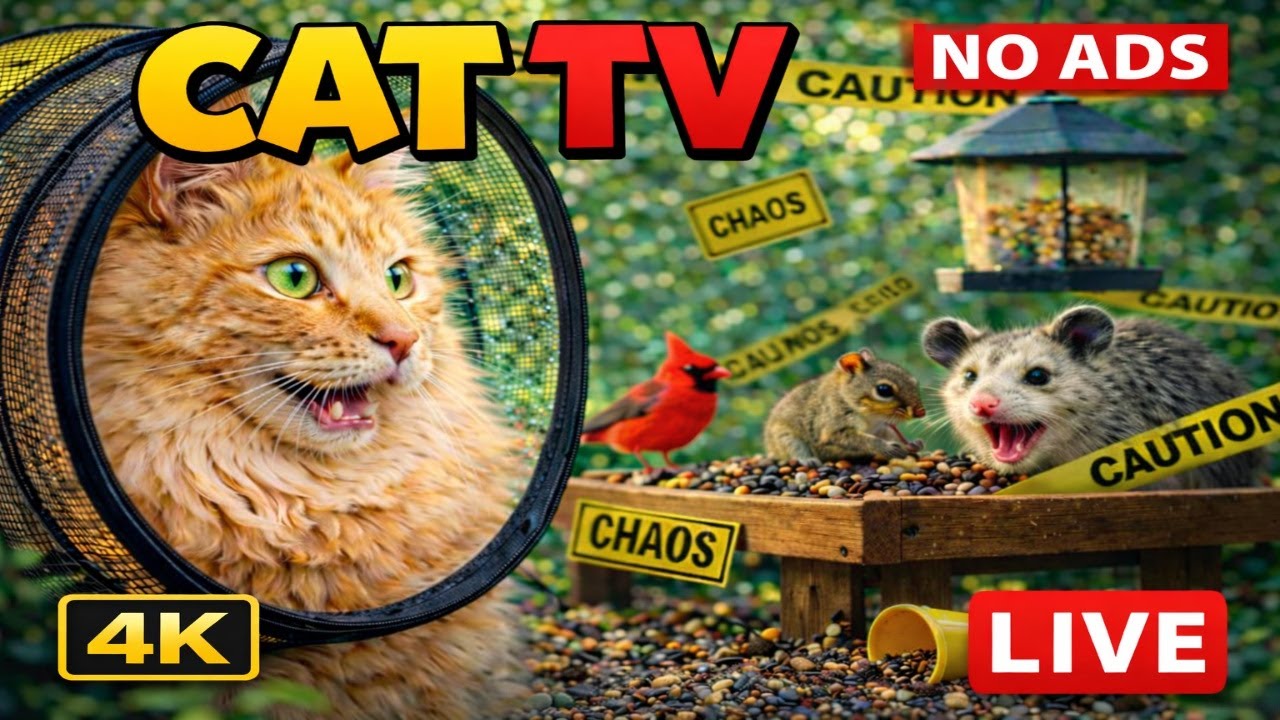 Cat TV LIVE — 8 Cameras Inside Outdoor Cat Tunnels with Birds & Squirrels in 4K
