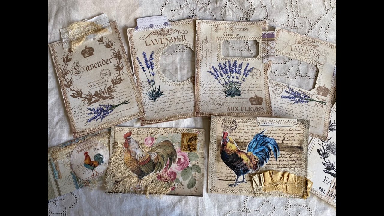 #The100DayProject | Day 91 : window faux file folder cards | Inspired by : French country/chickens