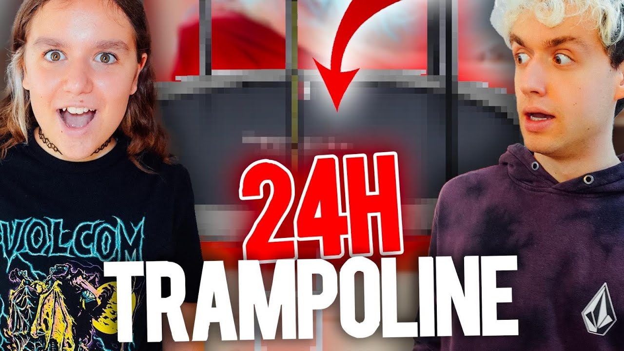 24H DANS UN TRAMPOLINE XXL DANS LE SALON ! - PINK LILY