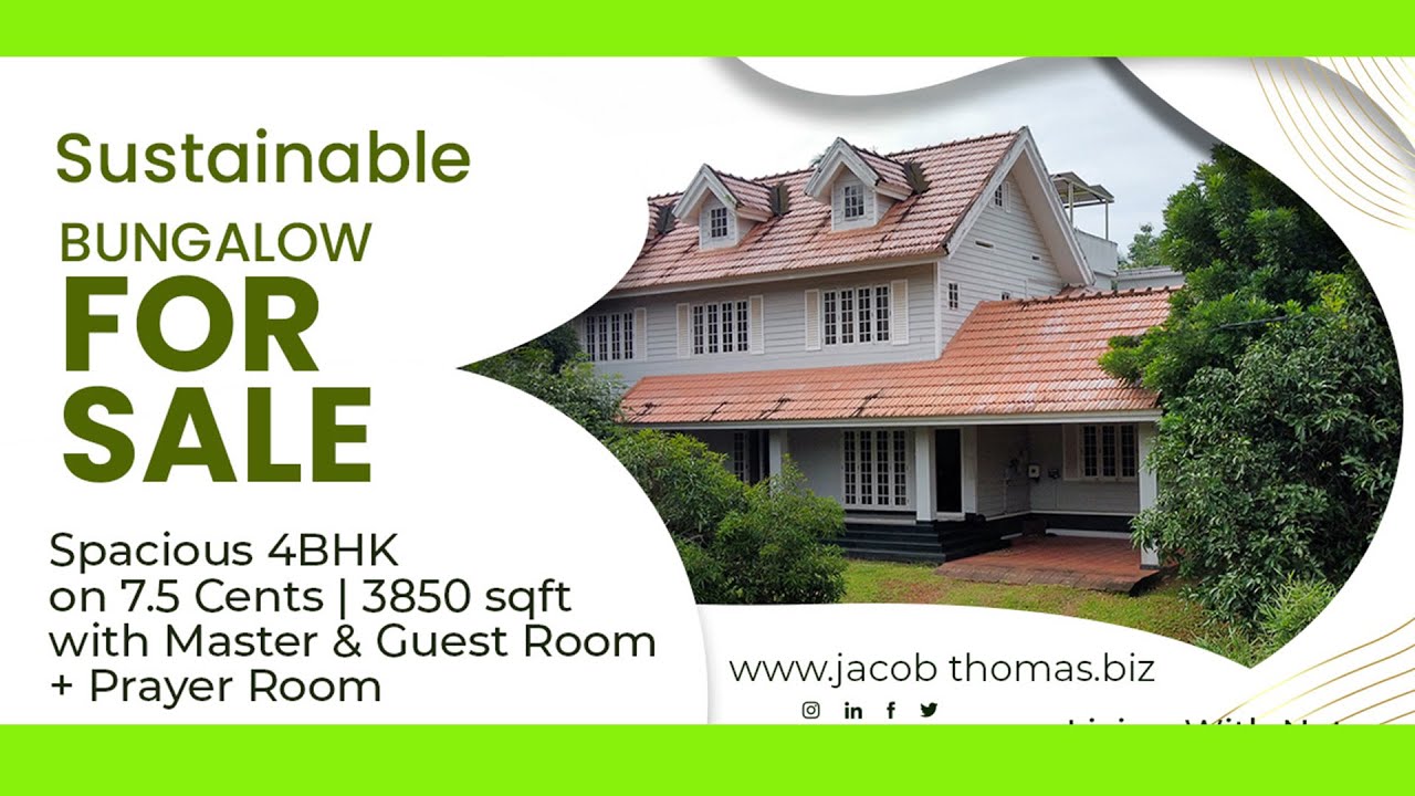 Kakkanad | Near Chittilappilly Squr | 17.9 Cents | 3850 SqFt | Sustainable furnished House For Sale