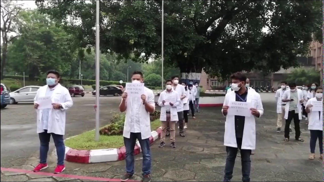 On going protest by Medical officers in BPKIHS ,Dharan regarding low salary Via -Dr Umesh Shah