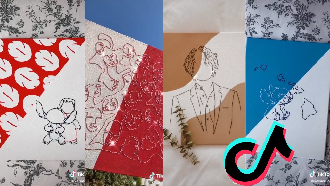 15.tik tok cavnas embroidery compilation  مقاطع تيك توك مشهورة للتطريز علي الكانفس