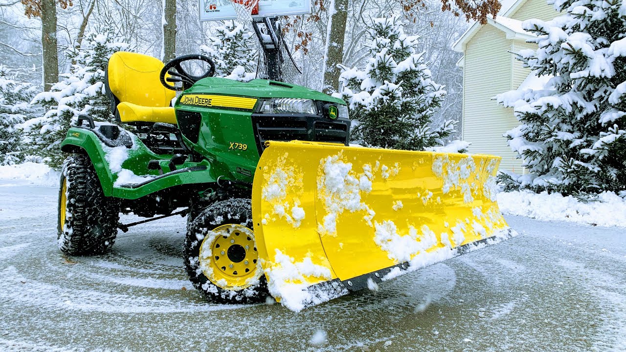 HUGE Snow Plow On Garden Tractor!?! John Deere x739 Tractor!