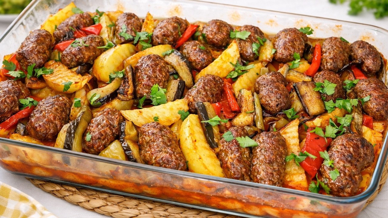 O Kadar Lezzetli ki Tepsi Anında Boşaldı! 🥘 Tam Ölçülü Fırın Sebzeli Köfte 