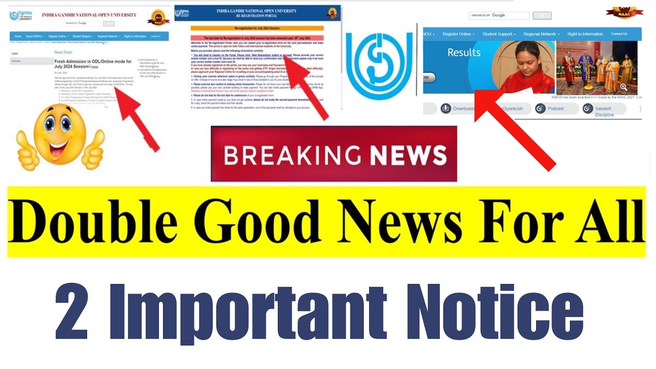 😍Good News For IGNOU Students || IGNOU 2 important Update Today || IGNOU July 2024 Session Last Date