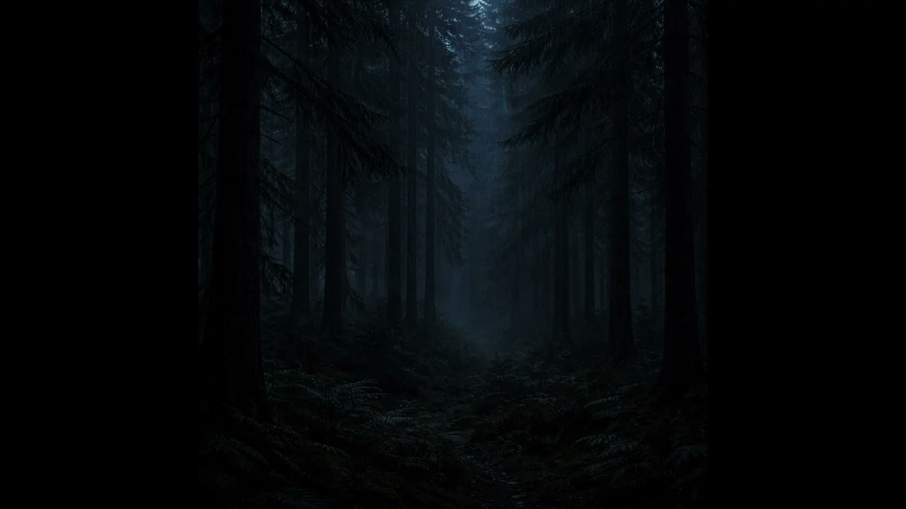 Deep Dark Pine Forest Rain 🌧️ Soft Steady Night Rain for Deep Sleep 1 Hour