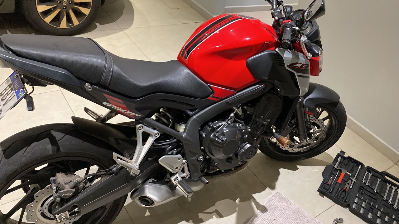 Troca de escapamento cb 650f em casa