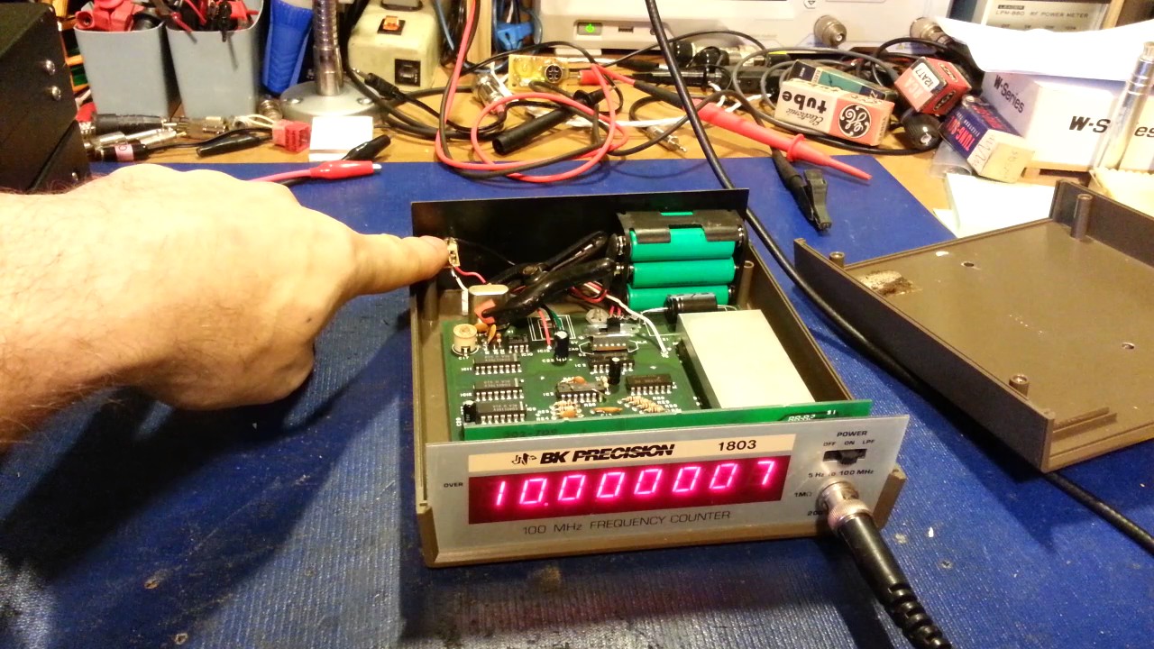 BK Precision 1803 100MHz battery powered frequency counter poor man's crystal oven modification.