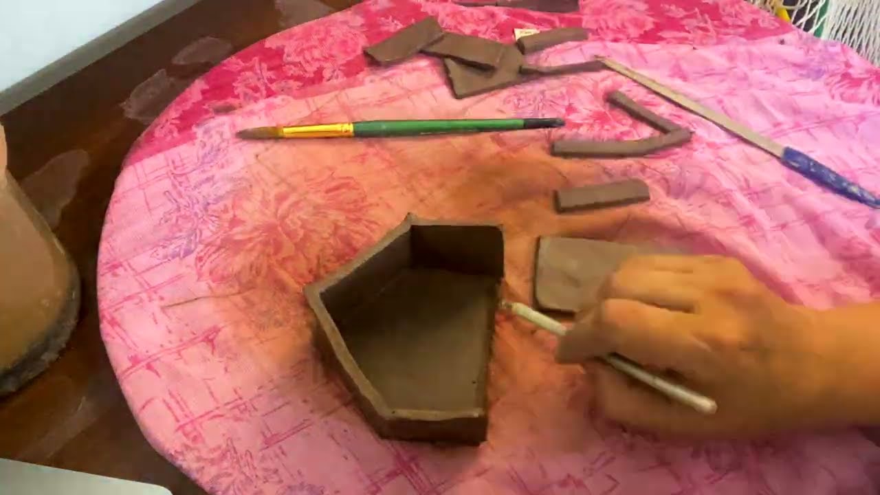 Fairy House Candle holder making | pottery Slab technique |  Tea light candle holder