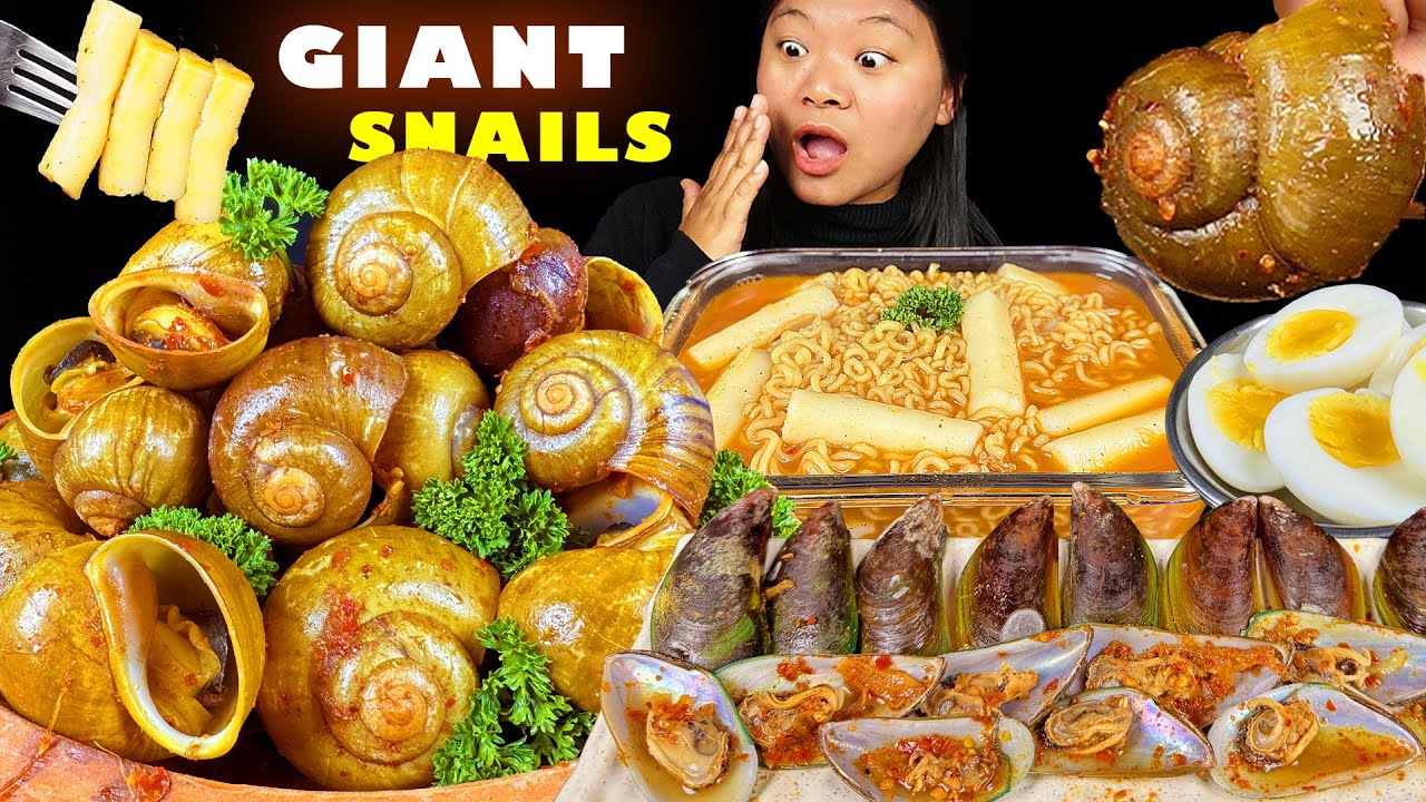Giant Snail Mukbang | Eating Snail, Mussel With Spicy Ramen 🍜🐚🦪Nepali Mukbang