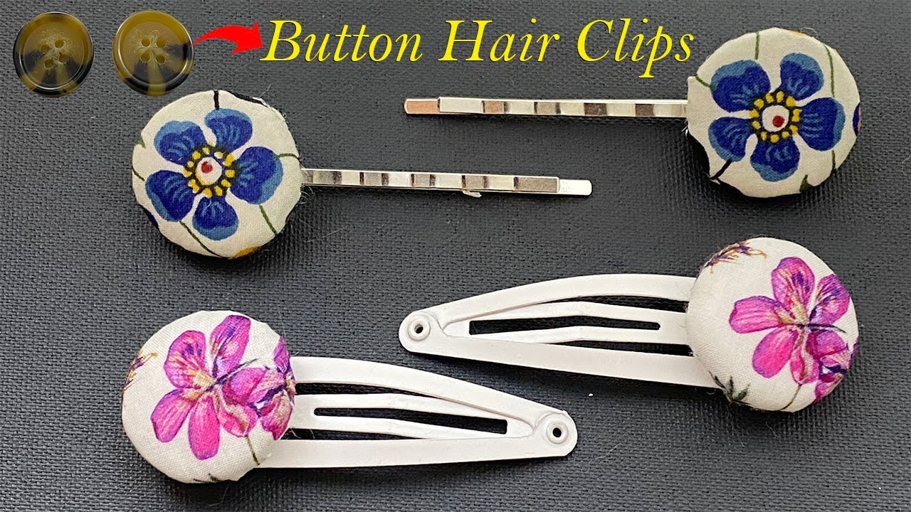 💖 How to Make Fabric Covered Button Hair Clips | Hair Accessories | grampos de cabelo | बाल के क्लिप