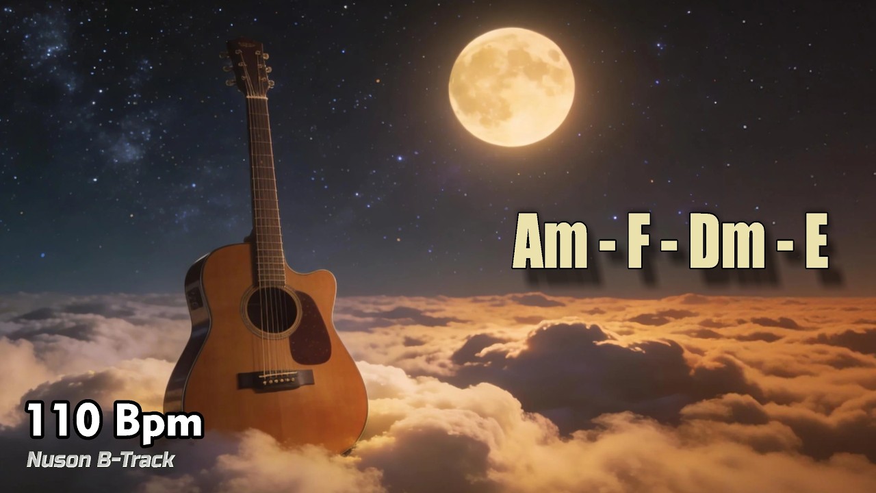 Me and the Moon (A Minor) Romantic Acoustic Guitar Backing Track 183